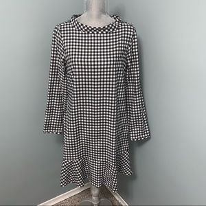 J. CREW Gingham dress cotton black and white womens size small wedding guest